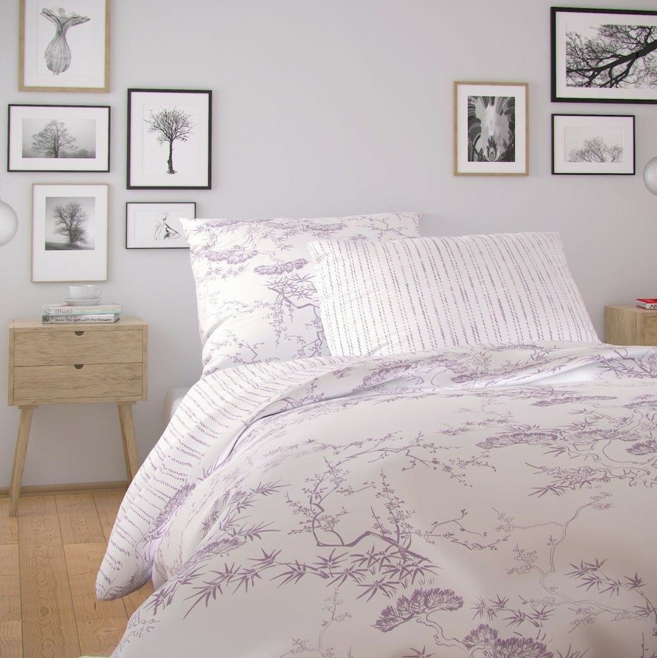 Lenjerie de pat din bumbac Kvalitex Nordic Disa,violet, 140 x 220 cm, 70 x 90 cm e4home.ro