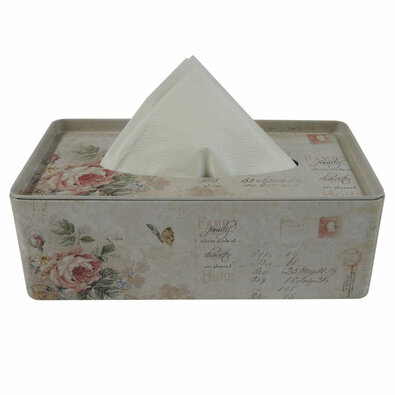 Cutie din tablă pentru batiste Trandafir, 24 cm