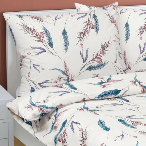 Bellatex Baumwollbettwäsche Ähre Beige, Blau, 140 x 220 cm, 70 x 90 cm