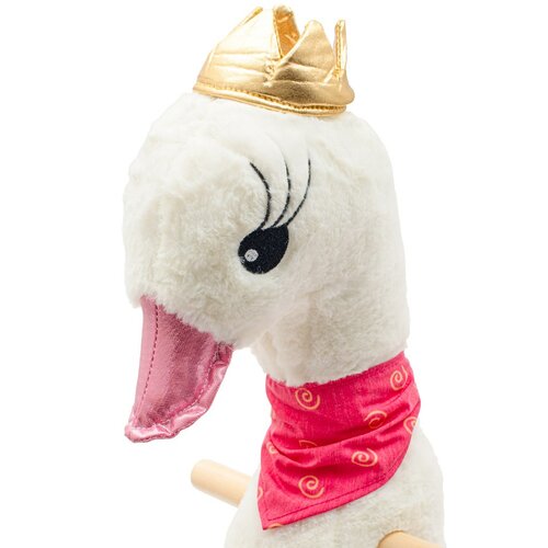 Baby Mix Jucărie balansoar cu roți și melodii Lebăda albă, 61 x 32 x 52 cm