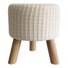 StarDeco Taboret z dzianinowym pokryciem biały, 35 cm
