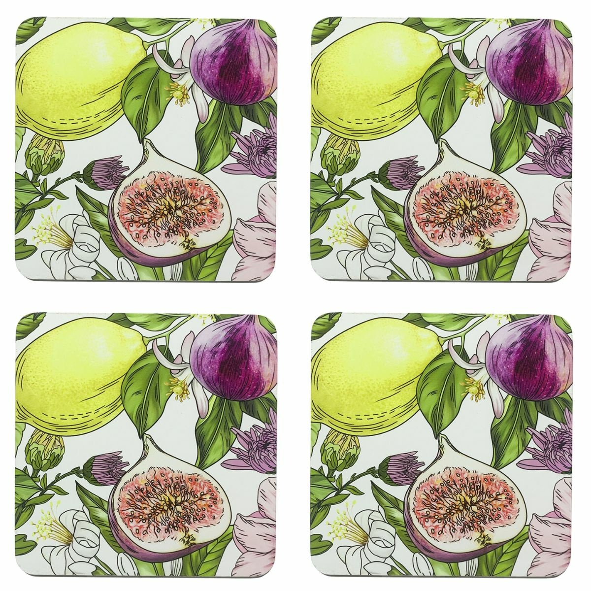 Fotografie Altom Korkový podtácek Lemon, 10 x 10 cm, sada 4 ks