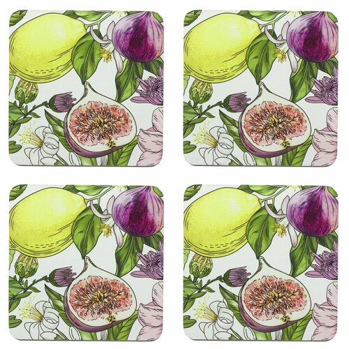 Altom Podstavek za kozarce iz plute Lemon, 10 x 10cm, set 4 kosov