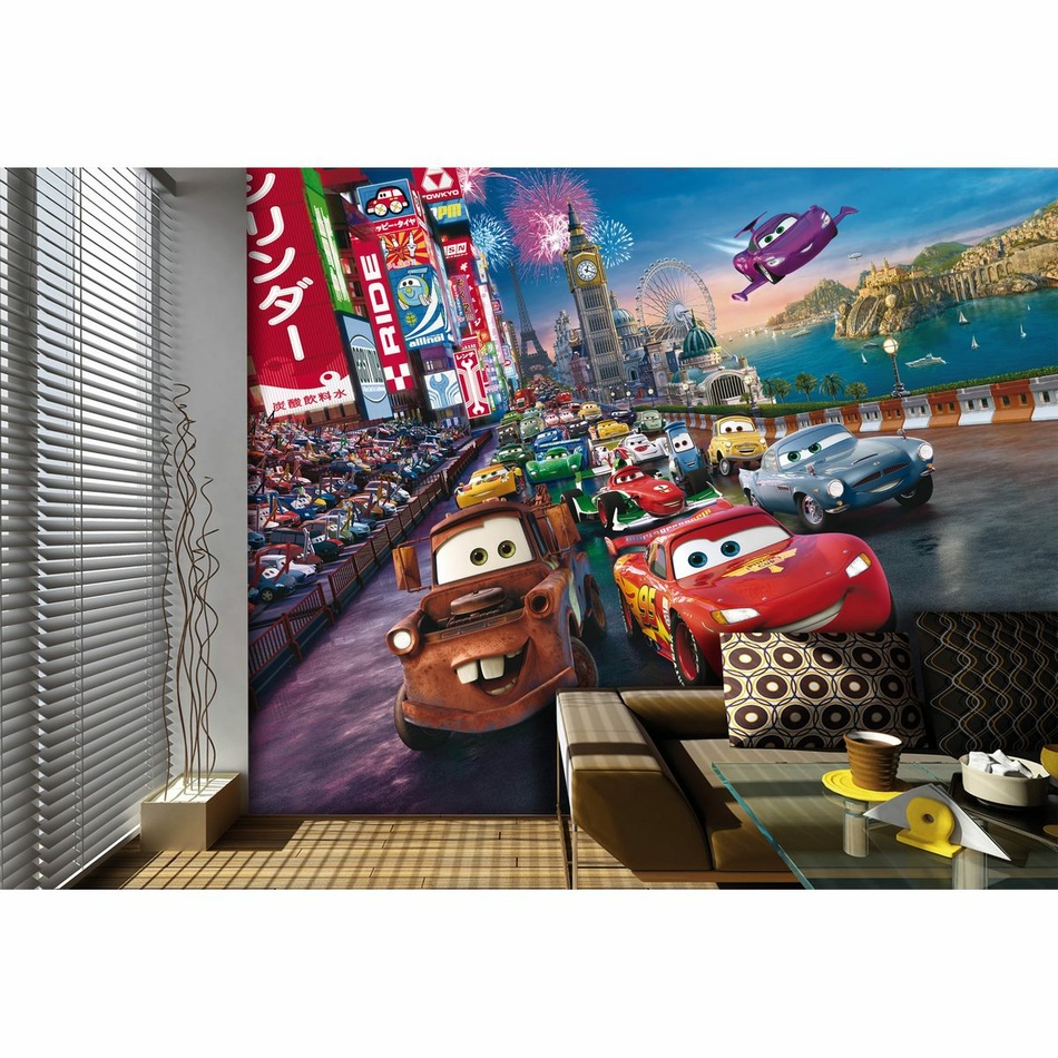 Obrázok AG Design FTDNXXL 5028 Cars Auta Disney, vliesová fototapeta do dětského pokoje, 360x270 cm, 4 díly