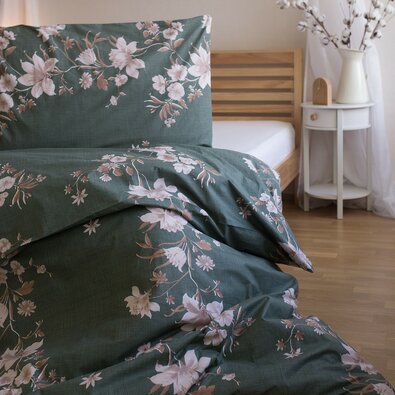 Jerry Fabrics Бавовняна постільна білизна Disa зелений, 140 x 200 см, 70 x 90 см