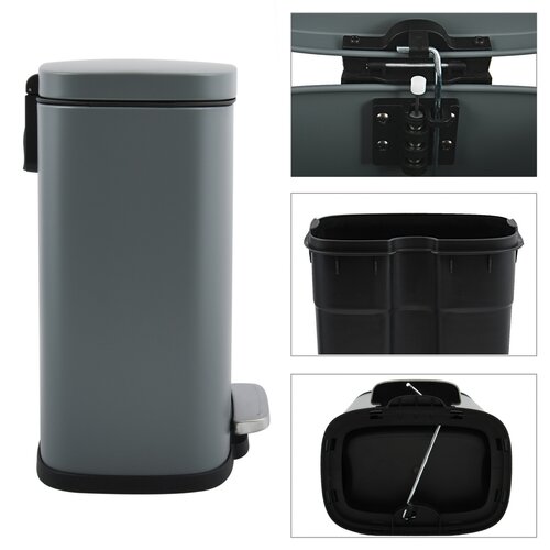 Coș de gunoi cu pedală soft-close Spirella Akira 12 l, gri mat