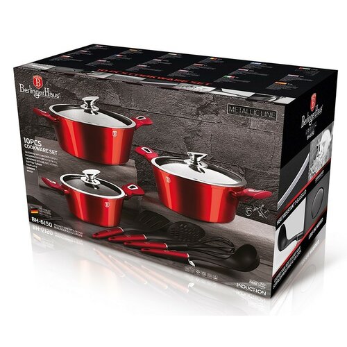 Berlinger Haus 10-częściowy zestaw naczyń Burgundy Metallic Line