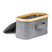 Úložný box G21 30 x 15 x 15 cm, bambusový s víkem, šedý