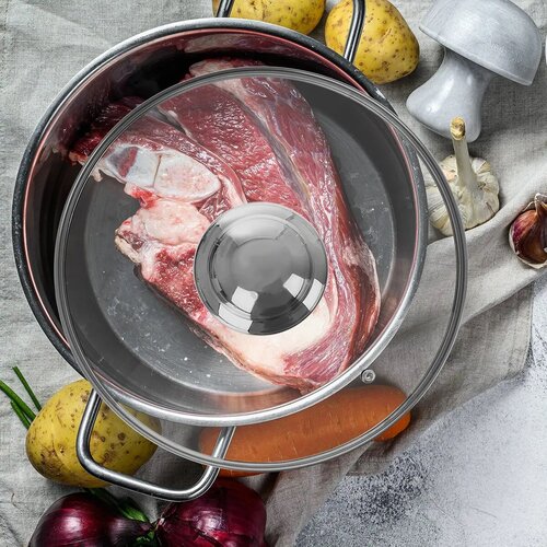 Orion Szklana pokrywa z uchwytem ze stali nierdzewnej, śr. 22 cm