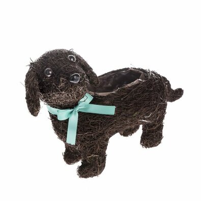 Topfständer aus Weide mit PVC - Hund