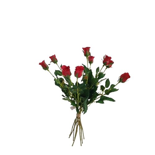 Levně Umělá květina poupě Růže červená, 64 cm, 9 ks