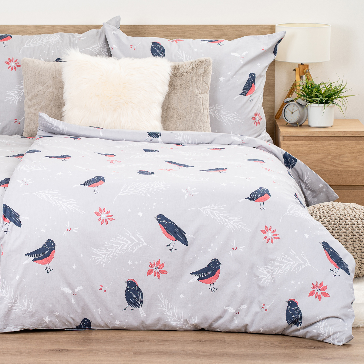 4Home Bavlněné povlečení Winter Robin, 140 x 220 cm, 70 x 90 cm