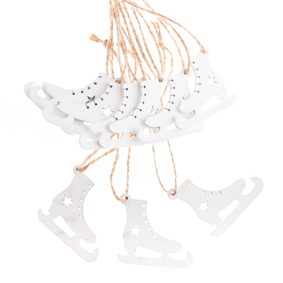 Zestaw drewnianych ozdób świątecznych Łyżwy 6 szt., 5 x 5 cm