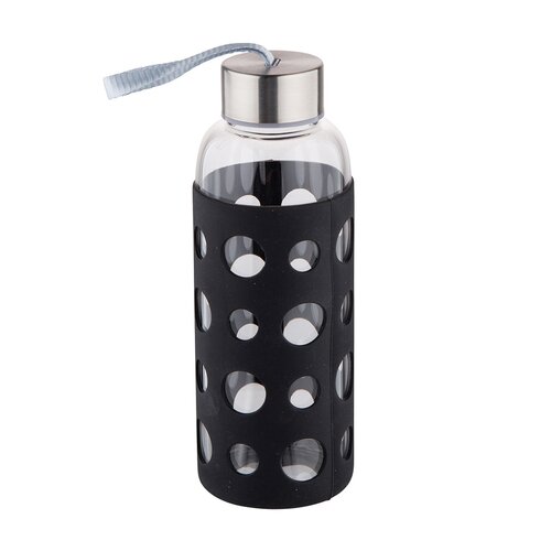 Altom Üveg vizes palack szilikon tokban 425 ml,fekete