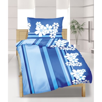 Krepové obliečky Modrý kvet, 240 x 200 cm, 2 ks 70 x 90 cm