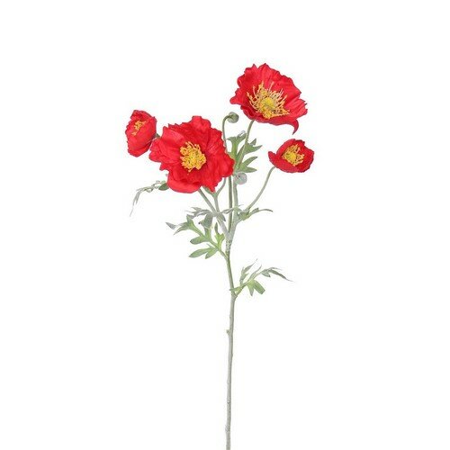 4 flori de mac, î. 52 cm, roșu