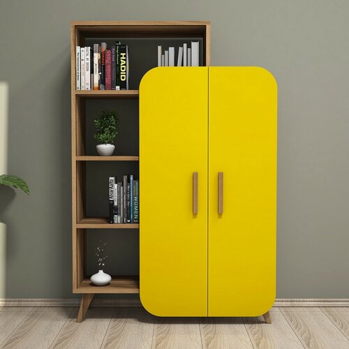 Knihovna Form Yellow and Walnut