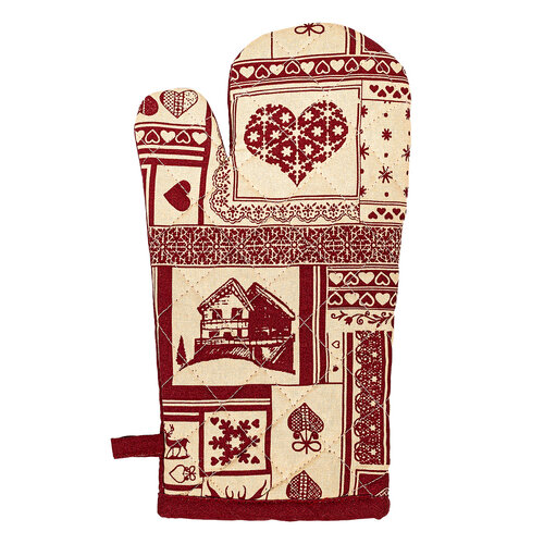 Vianočná kuchynská sada chňapka a podložka Patchwork červená, 18 x 32 cm, 20 x 20 cm