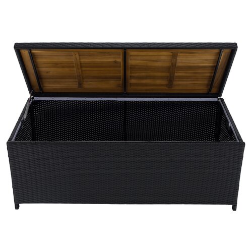 Zahradní úložný box/lavice, černá/přírodní/krémová, BEMUS