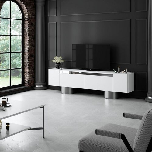 Televizní stolek Bohem White and Silver