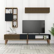 Ściana telewizyjna Milen Walnut and Anthracite