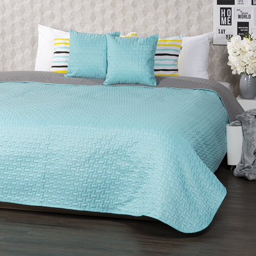 4Home Prekrivalo za posteljo Doublefaceturkizno/sivo, 220 x 240 cm, 2 kos 40 x 40 cm