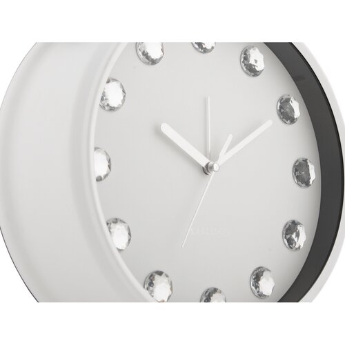 Karlsson 6019WH dizajnové stolové hodiny/budíkbiely, priemer 30 cm