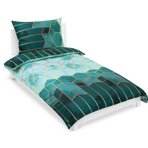 Bellatex Pościel bawełniana Plaster miodu zielony, 140 x 200 cm, 70 x 90 cm