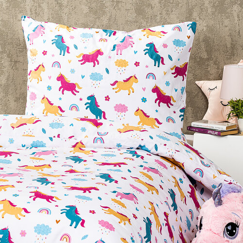 4Home Unicorns gyermek pamut ágyneműhuzat, 160 x 200 cm, 70 x 80 cm