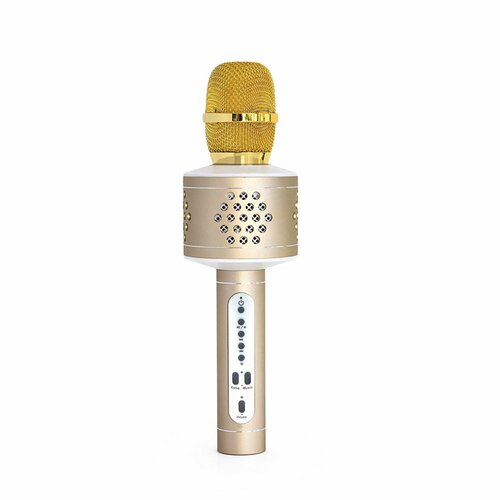 Teddies Mikrofón karaoke Bluetooth, zlatá, na batérie, s USB káblom