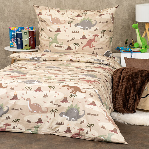 Lenjerie de pat din bumbac pentru copii 4Home Dinoworld, 140 x 200 cm, 70 x 90 cm