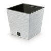FURU SQUARE LOW ECO WOOD virágtartó, 24 cmbetéttel, fehér ECO