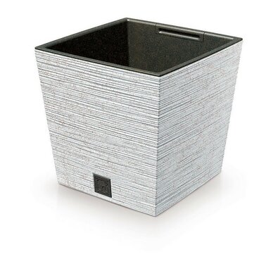 FURU SQUARE LOW ECO WOOD virágtartó, 24 cmbetéttel, fehér ECO