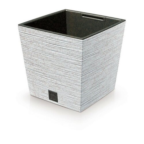 Doniczka FURU SQUARE LOW ECO WOOD z wkładem 24 cm, biały ECO