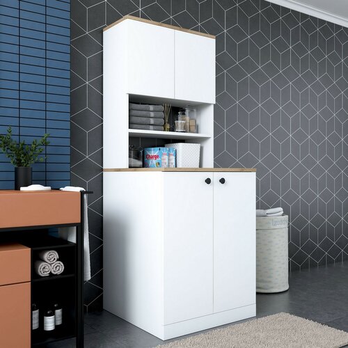 Skriňa nad práčku Kira White and Walnut