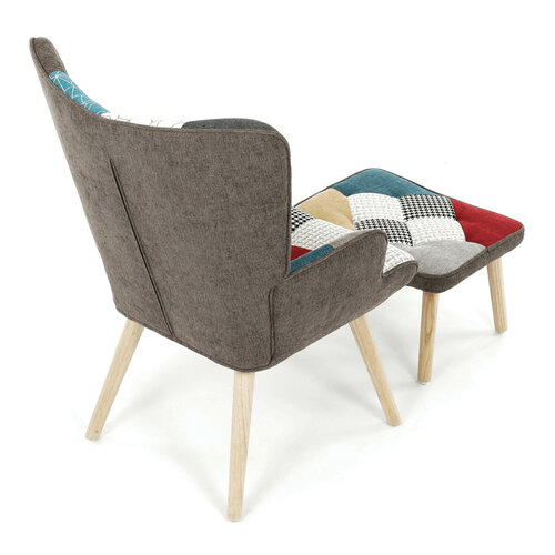 Relaxační křeslo s podnožkou PATCHWORK, mix barev