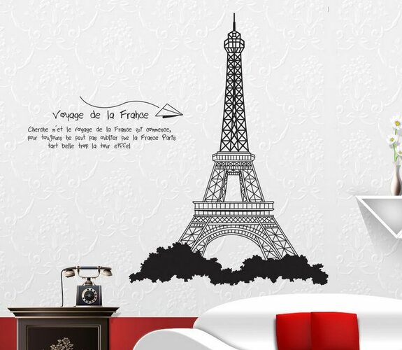Samolepicí dekorace Eiffelová věž černá