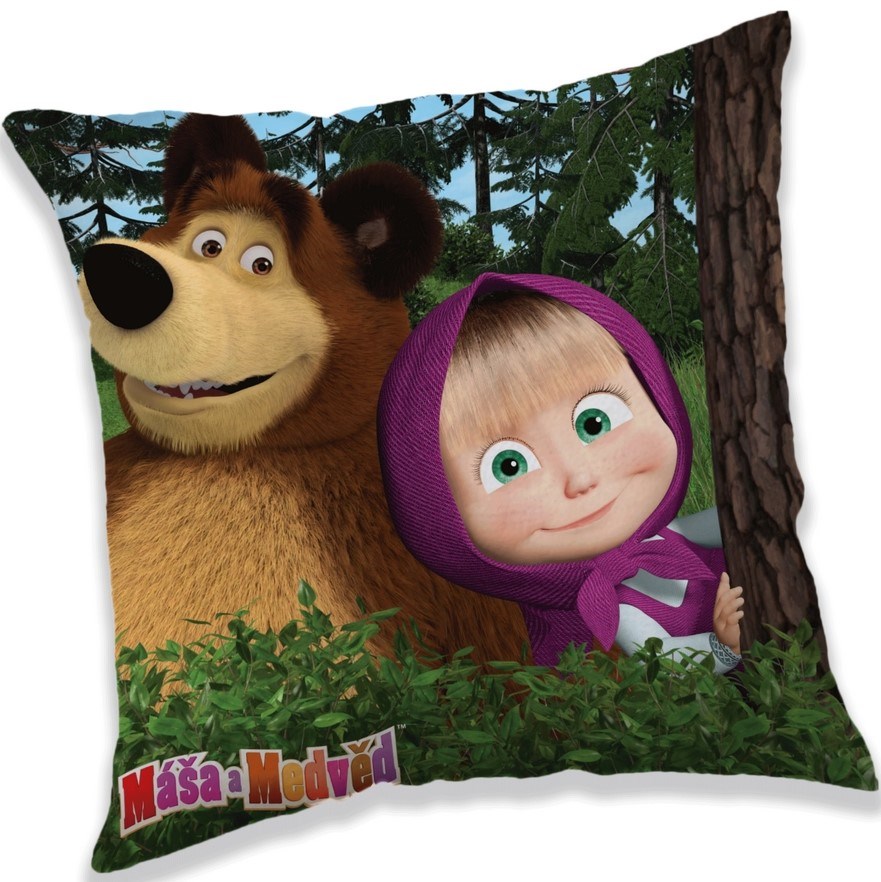 Jerry Fabrics Polštářek Máša a Medvěd V lese, 40 x 40 cm