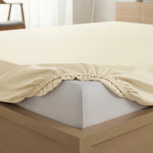 Kvalitex Cearșaf din satin cu elastic, crem, 160 x200 cm