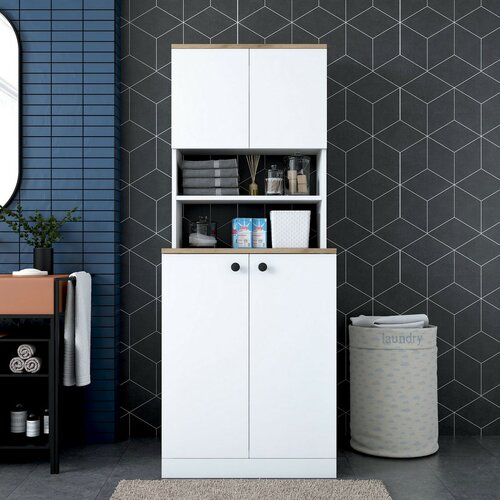 Kira White and Walnut szekrény a mosógép fölé