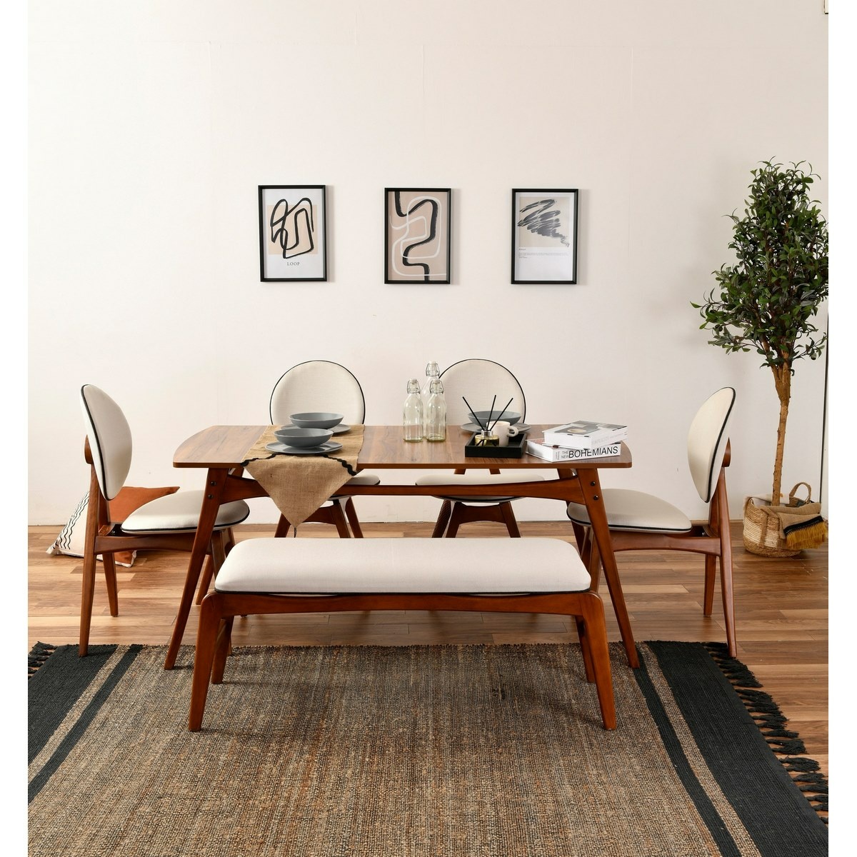 Jedálenský set Touch Walnut and Cream