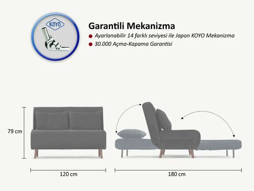 Folde 2 Cream kihúzható kanapé