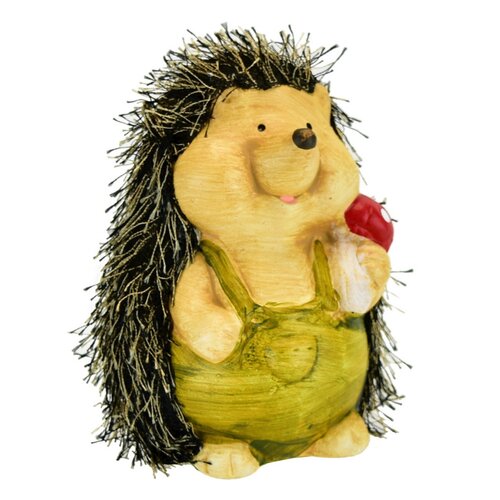 Keramik Dekoration Igel mit Pilz, 9 x 13 x 8,5 cm