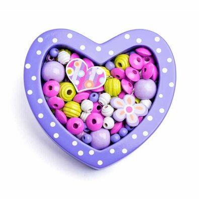 Woody Navlečljive kroglice v škatlici Majhno srcevijolično