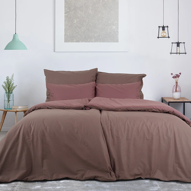 B.E.S. Petrovice Baumwollbettwäsche Double Face braun/bordeaux, 140 x 200 cm, 70 x 90 cm