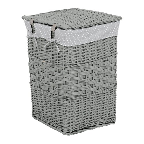 Wäschekorb-Set aus Weide Grauer Punkt,2 Stück, 2 Größen, 40 x 60 x 40 cm