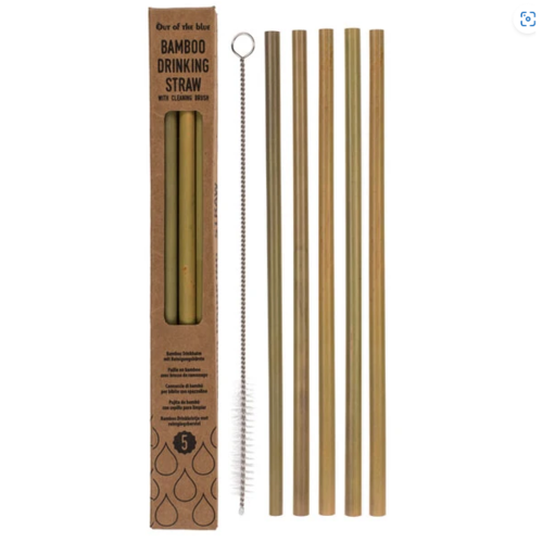 Sada bambusových slamiek s kefkou, 5 ks