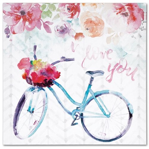 Floral bicycle vászonkép, 28 x 28 cm