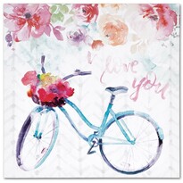 Pictură pe pânză Floral bicycle, 28 x 28 cm Pictură pe pânză Floral bicycle, 28 x 28 cm