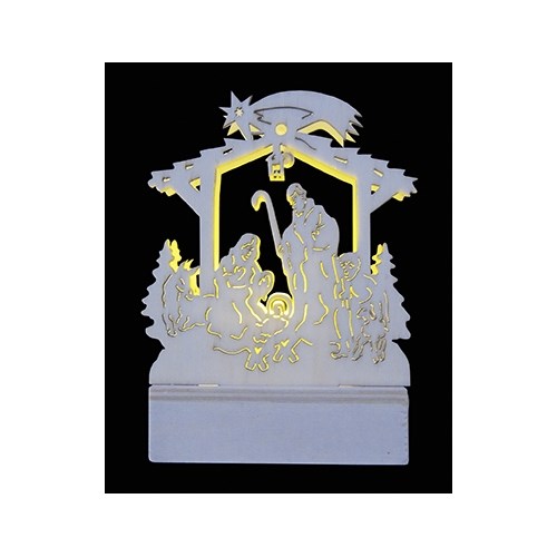 Drevená dekorácia Betlehem 1 LED, teplá biela